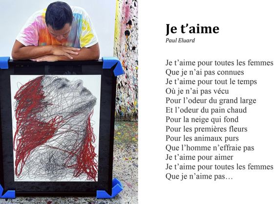 Hom Nguyen Lithographie Je t'aime 